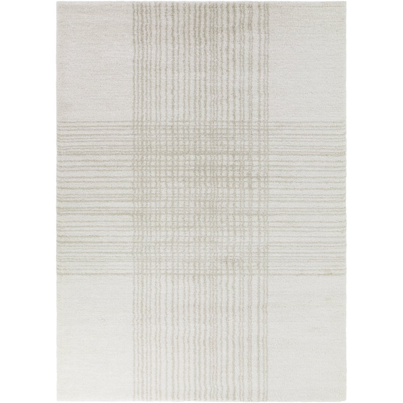 Paleczny Beige/Cream Modern Minimalist Area Rug, Rectangle 5'3" x 7'