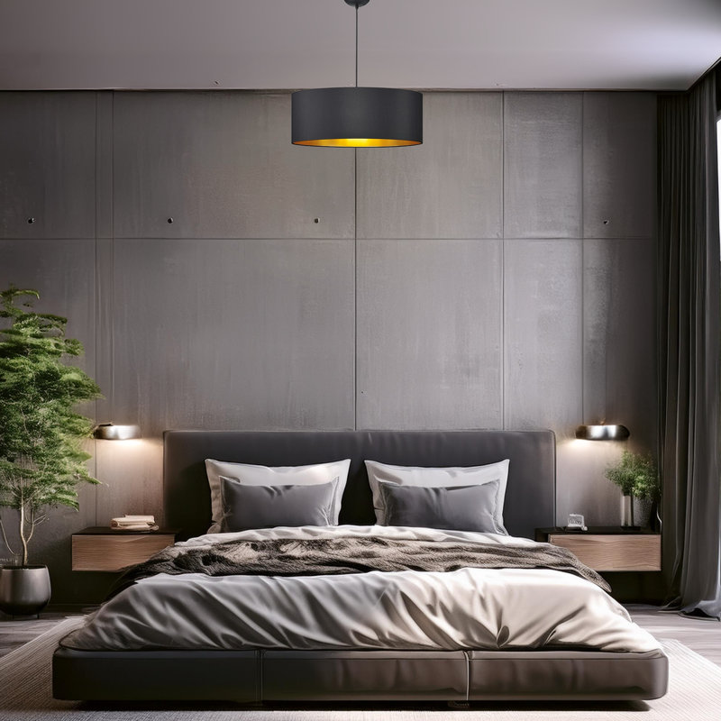 Lustre cylindrique avec capuchon en tissu