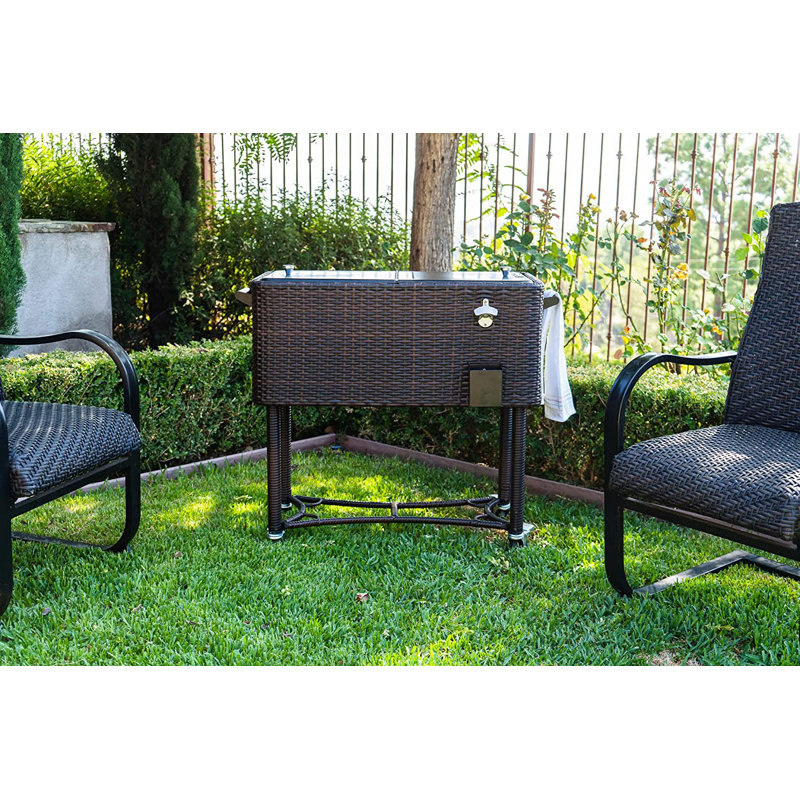 Permasteel 80-Qt Dark Brown Wicker Outdoor Cooler with Wheels