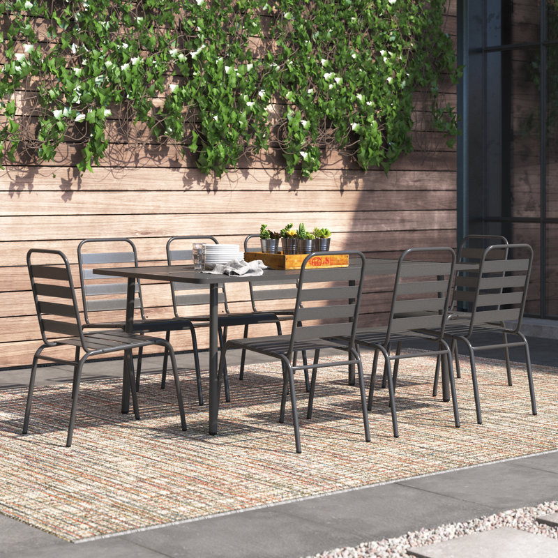 Foshee 8 - Person Patio Dining Set with Rectangular Table