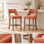 Ensemble de 2 tabourets de bar rembourrés orange, hauteur de comptoir moderne avec pieds en bois massif pour îlot de cuisine ou salle à manger