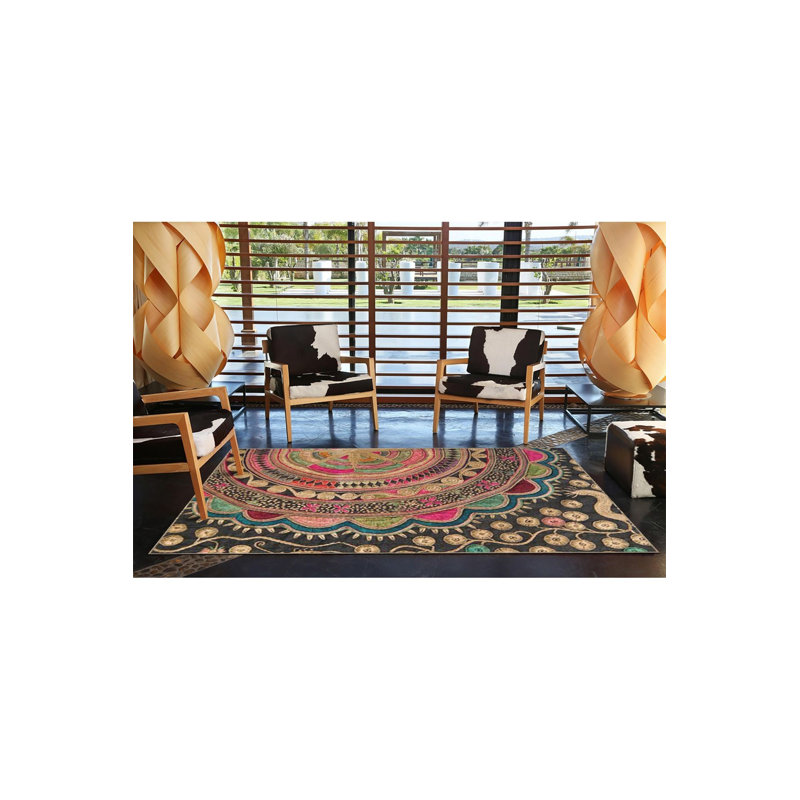 Tapis décoratif lavable demi-cercle à motif floral, Sous-tapis rectangulaire de 3 pi 3 po x 4 pi 11 po