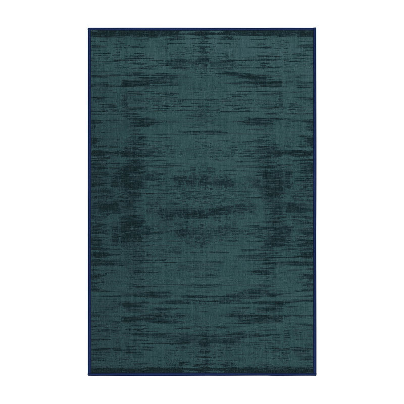Tapis bleu abstrait lavable à la machine, Rectangle 2 pi x 3 pi