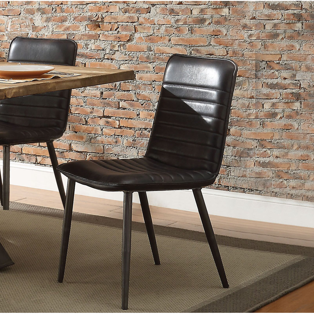 Anibal 18'' H Genuine Leather Upholstered Side Chair (Set of 2) Andrew Home Studio