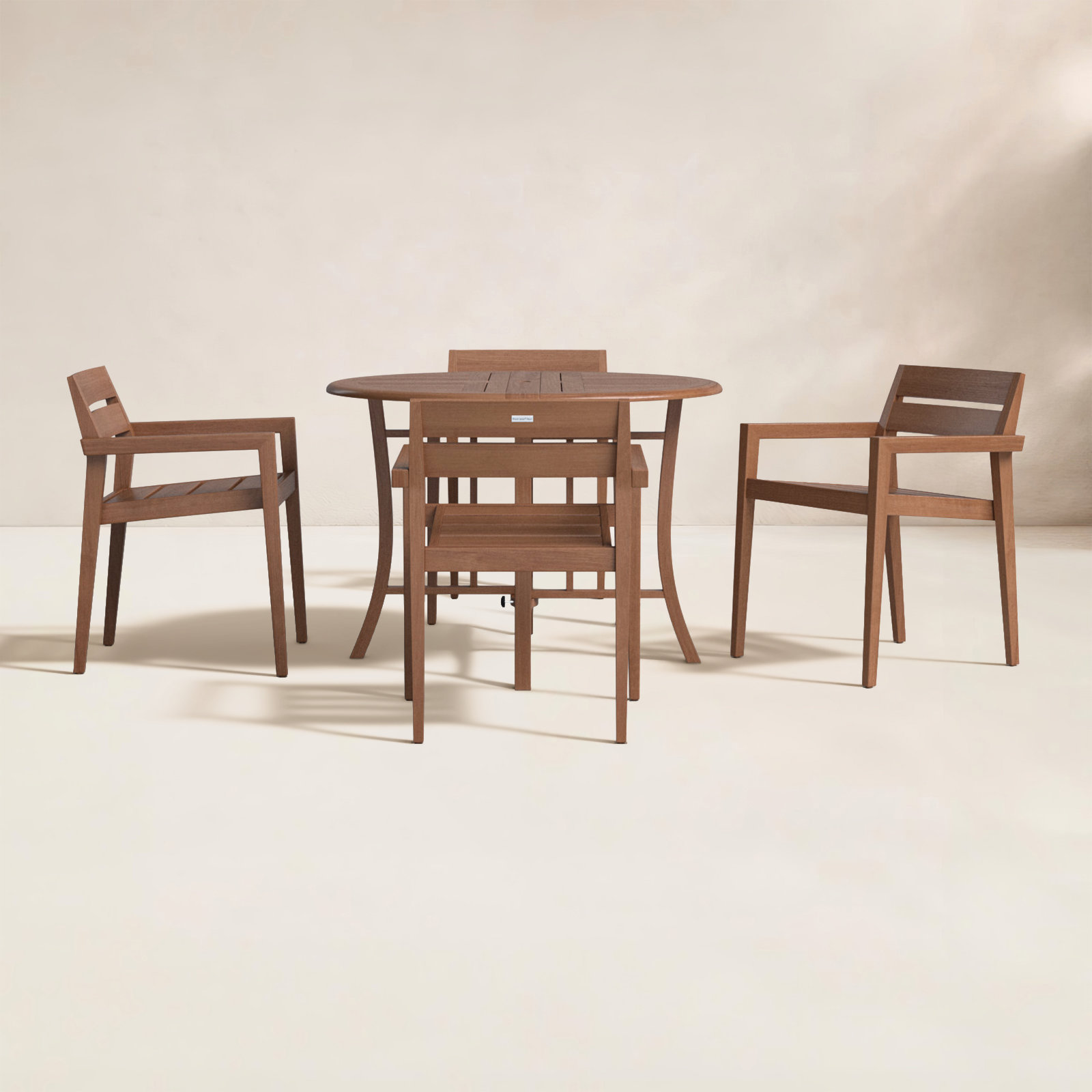 Kinsler Eucalyptus Patio Dining Set, 30" H x 43" W x 43" D