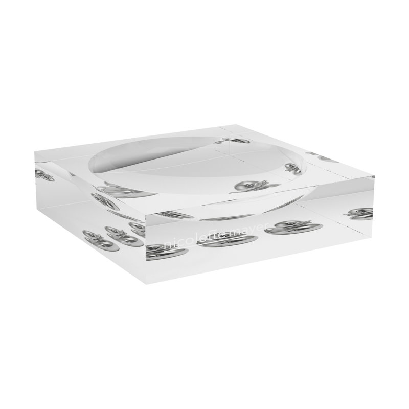 Chrome Duckies White Acrylic Decorative Tray, 8"W x 8"D x 2"H