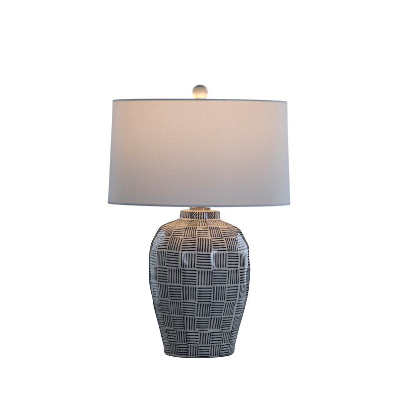 Liora Table Lamp, Blue Patterned Glaze