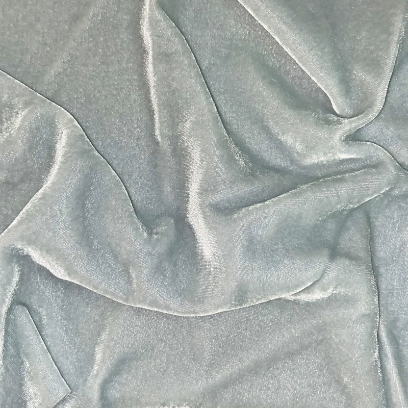 Stella Faux Silk Velvet Classic Chic Modern Rustic Ruffled 2 Piece Waterfall Pillowcase Set, Icy Blue