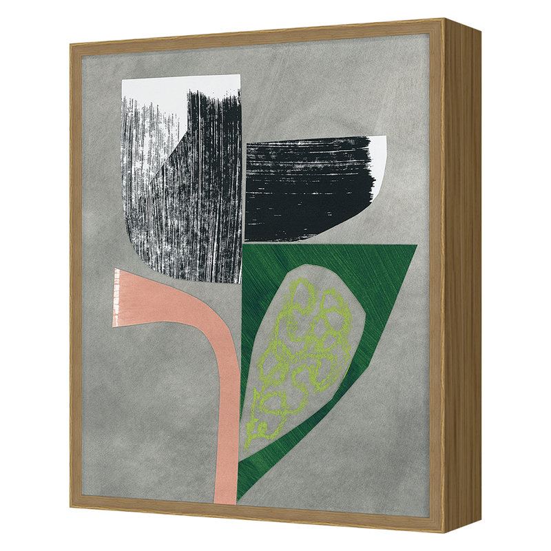 Flower Collage 9 Print by Renee Stramel, 30" H x 24" W x 2.38" D, Oak Framed