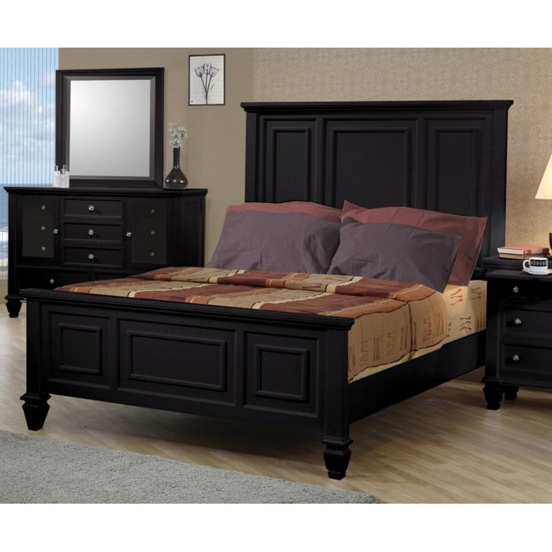 Fraser Beach Wood Queen Panel Bed Black, Queen, Black