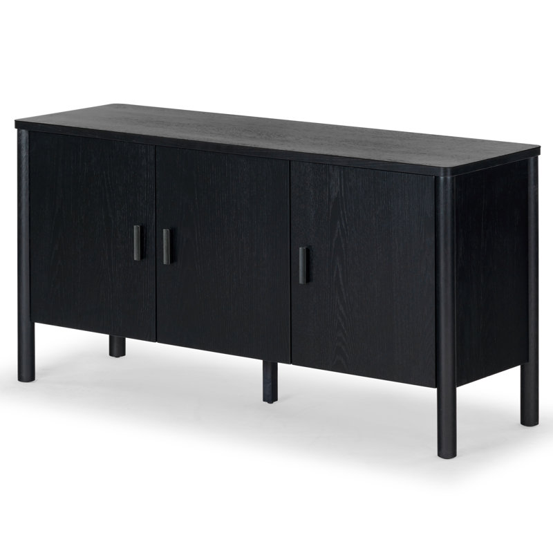 Kaplan Wood 3-Door Sideboard, Black