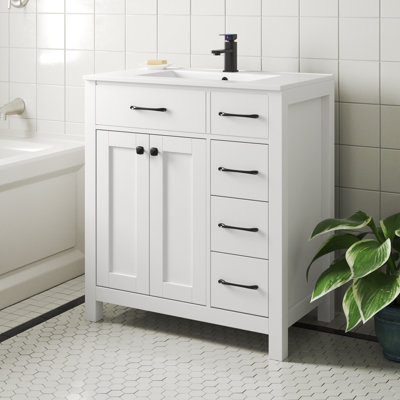 Manrique 30" Single Bathroom Vanity Set with Ceramic Sink Top, Faucet, Eco-friendly Hand Paint