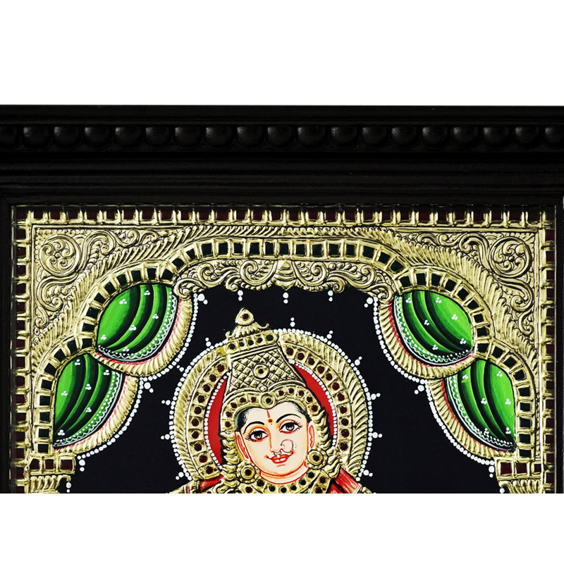 Déesse indou Annapurna (Parvati) | Couleur traditionnelle avec or 24 carats | Avec cadre