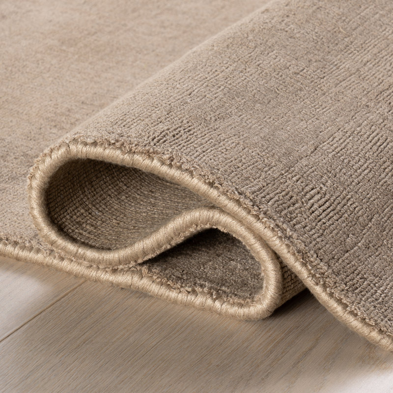 Alva Taupe Hand Loom Knotted Viscose Rug, Rectangle 7'6" x 9'6"