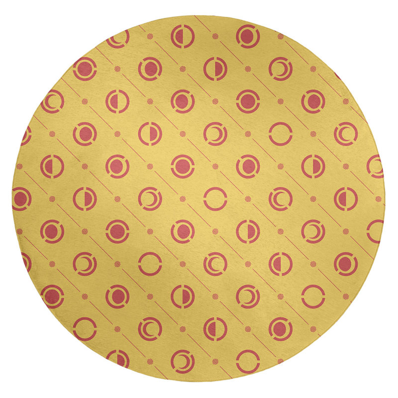 Chenille Geometric Indoor Rug, Round 5'