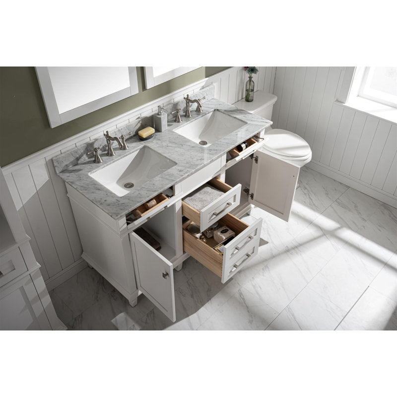 Ensemble de meuble-lavabo double 54 po Fredy, Blanc