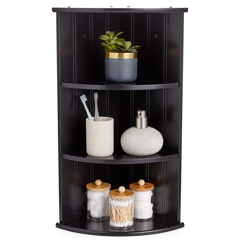 Garza 3 Piece Corner Accent Shelf, Black