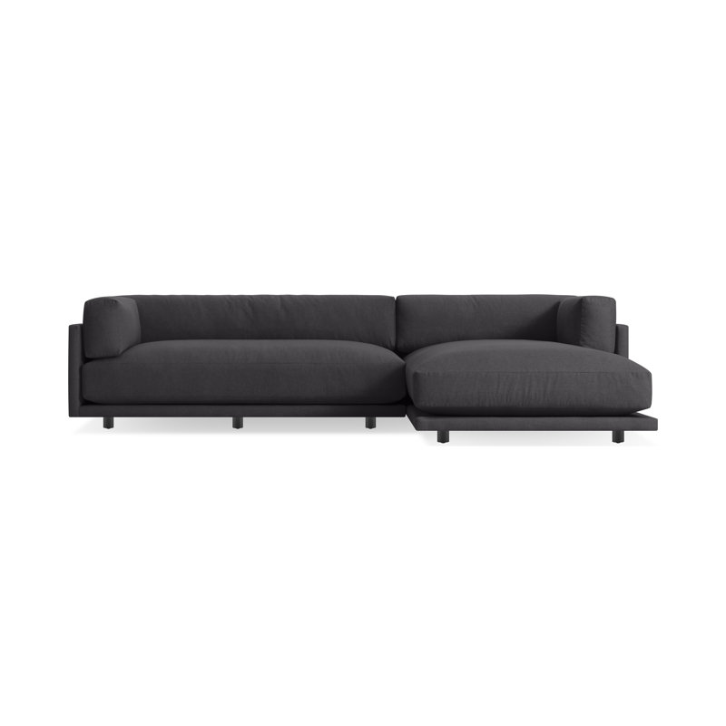 Sunday Chaise Sectional, Agnew Gray Textured Basketweave, Right Hand Facing