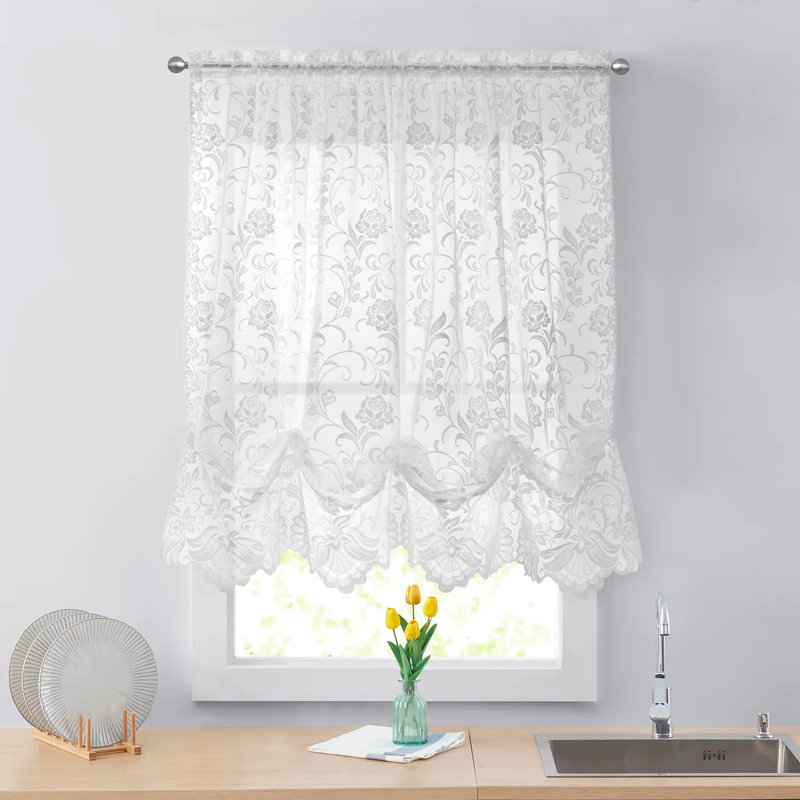 Chorlette Sheer Single Curtain Panel, White, 55" W x 63" L