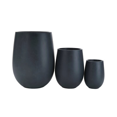 Ensemble de jardinières rondes légères Mgo - 3 tailles (15,6 po / 10,74 po / 7,3 po), grands pots de fleurs d'intérieur avec trou de drainage, pour la pelouse, le patio, la piscine et l'intérieur