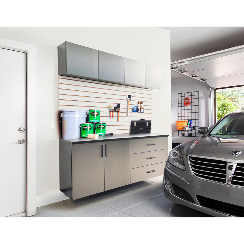 Series 5 Garage Cabinet C 64 In. W X 79 H 20 D Boasting Unique Metallic Gray Finish, Feature For Drawers And Doors, Resistance Water Heat, 2X Thicker Edge Banding, E0-Grade Board, Device On