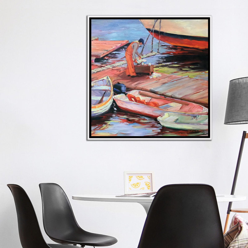 Fishing Maine, 93.98 cm H x 93.98 cm W x 4.445 cm D, White