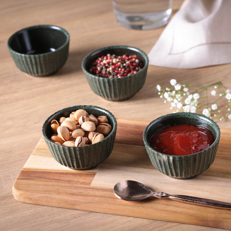 Greenery Linhas Ramekin 5,75 oz en grès céramique - Va au micro-ondes, au four et au lave-vaisselle, par Porto Brasil
