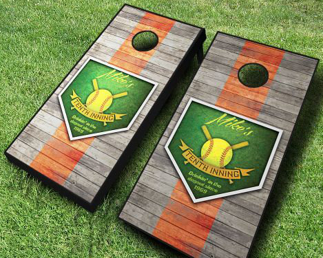 Ensemble de jeu de cornhole en bois massif de 10e manche personnalisé 2 pi x 4 pi avec sacs