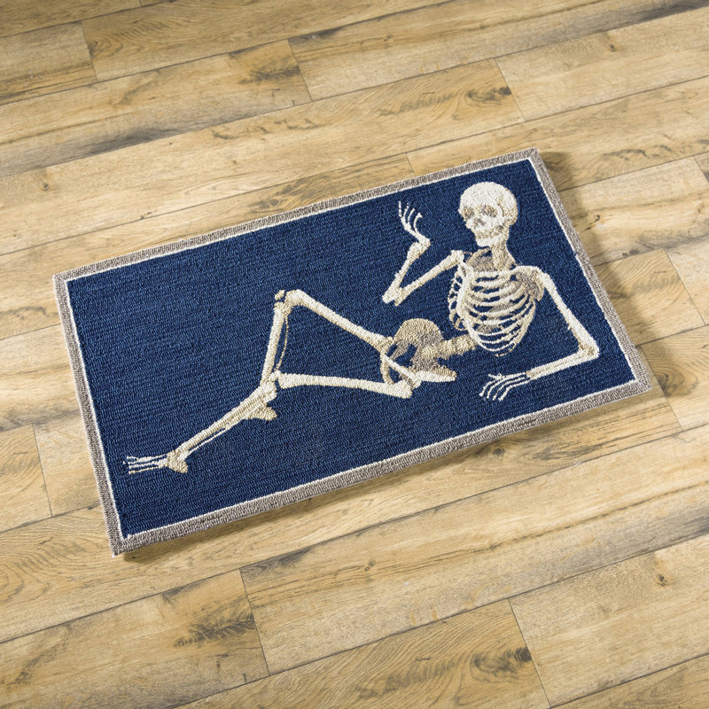 Tapis d'intérieur / extérieur bleu / blanc tissé à la main Danuloff