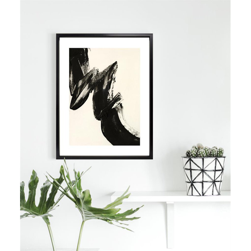 Black Expression II Abstract - Single Picture Frame Print, 161.036 cm H x 133.096 cm W, Aluminium Chrome