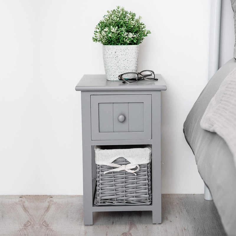 Amanni 35cm W Manufactured Wood Bedside Table, Grey