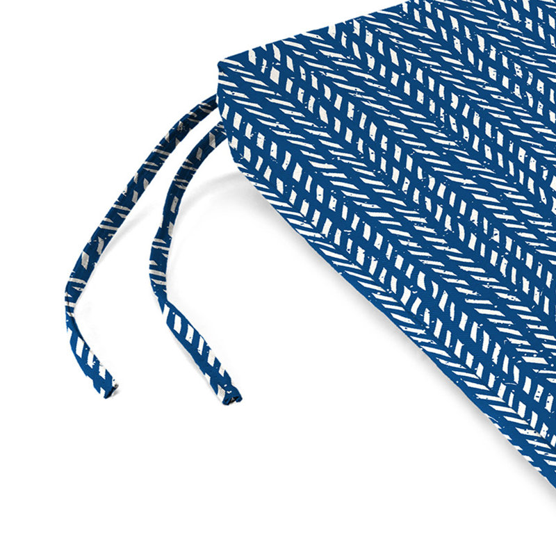 19" x 17" Outdoor Seat Cushion with Ties, Blue 3