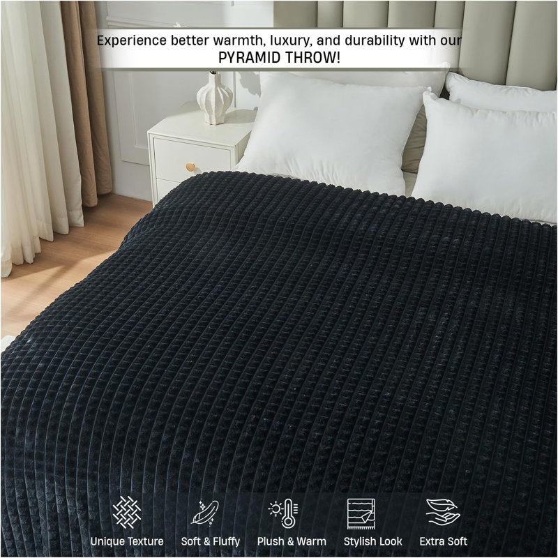 Premium Throw Blanket Soft Plush Warm Cosy Lightweight Decorative Blanket for Sofa Couch Bed Living Room Bedroom All Season Use