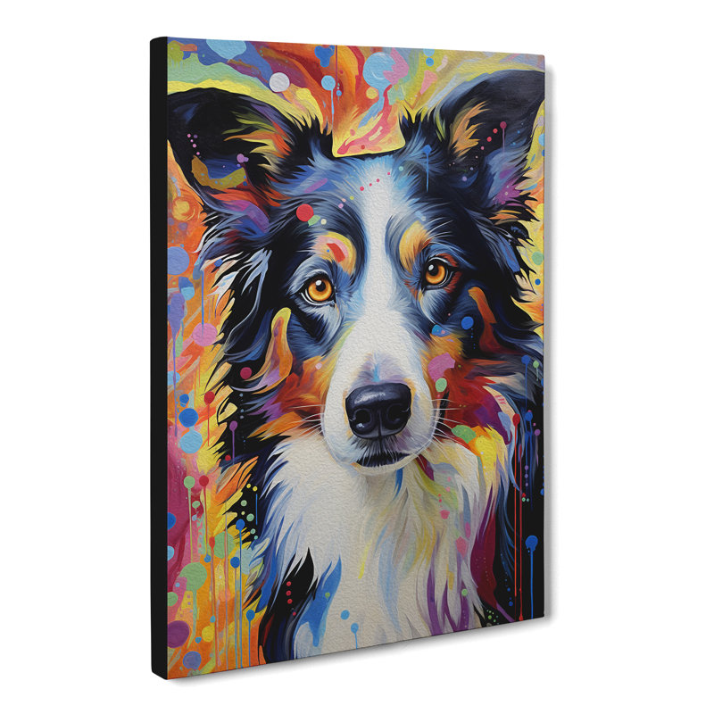 Border Collie Expressionism - Wrapped Canvas, 50cm H x 35cm W x 3cm D