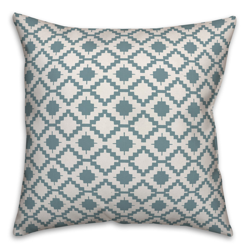  Coussin Circles, 16 po x 1 po, Blanc / motif géométrique bleu 2