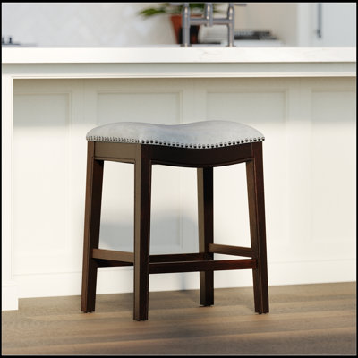 Julian 31In. H Bar-Height Wood Barstool With Faux-Leather Seat