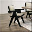 Ensemble de salle à manger contemporain 7 pièces noir avec table en bois d'hévéa et 6 chaises confortables pour des repas élégants-1327446531
