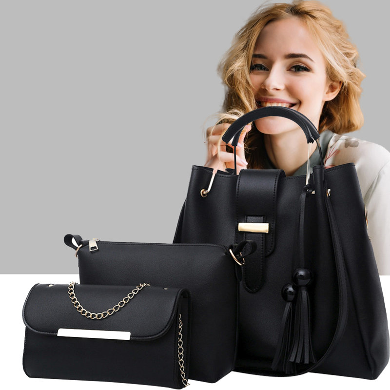 Portefeuilles 3 pièces pour femmes, Black