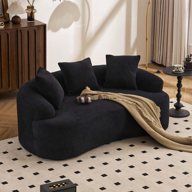 Causeuse courbée en tissu chenille, sans assemblage