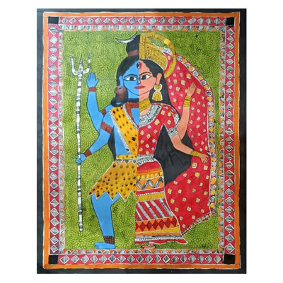Ardhnarishwar - Lord Shiva And Parvati | Acrylic Color On Handmade Paper | By Annu Kumari