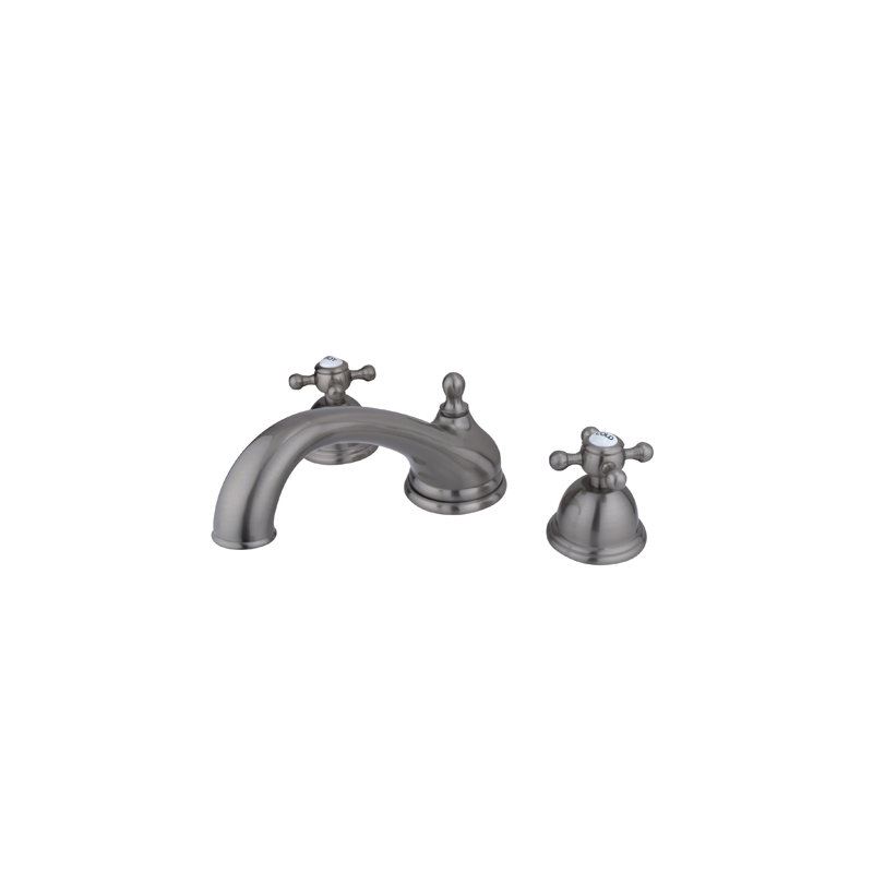 Double Handle Deck Mounted Roman Tub Faucet, Brushed Nickel