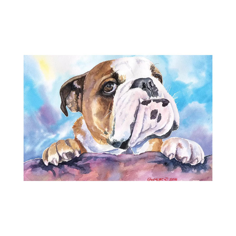 Bulldog Cute 1 Piece Wrapped Canvas Painting, 20.32 cm H x 30.48 cm W