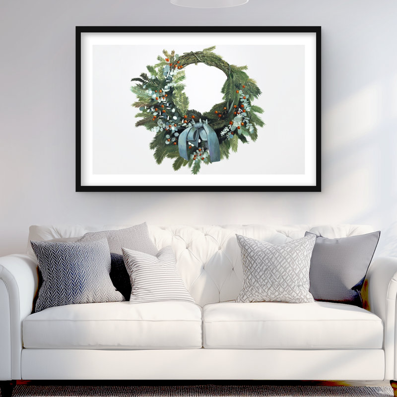 Couronne de Noël - décor de maison de campagne, H 24 po x l 36 po, Noir