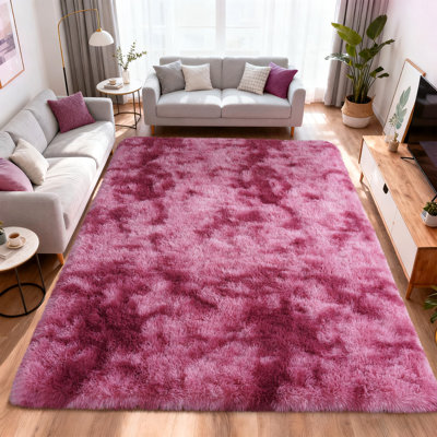 Tapis en mélange de soie rouge foncé ultra-antidérapant et ultra-pelucheux, parfait pour les chambres de bébé, les salons, les chambres à coucher et les appartements
