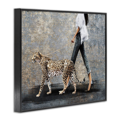  Trendy Woman with Leopard Framed Giclee Art by Svetlana Aleynikova