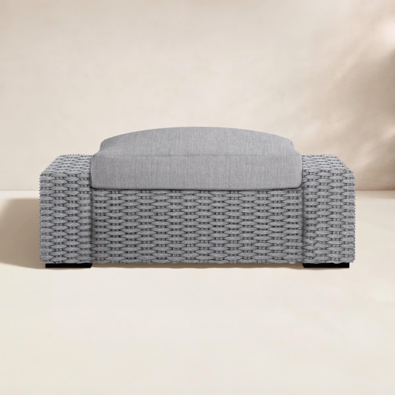 Capri Ottoman With Cushion, Canvas Granite Sunbrella® Canvas