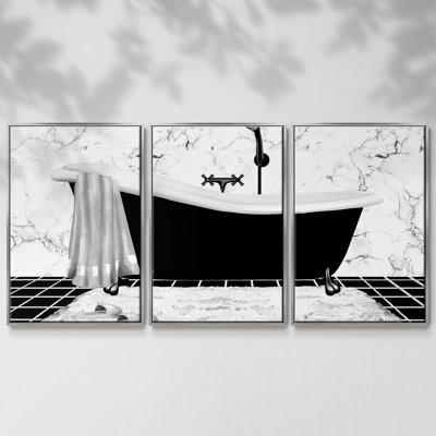 Modern Bath I - 3 pièces, reproduction encadrée sur toile