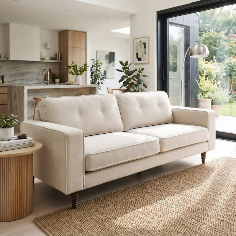 Teasha Sofa, Blue Linen, 3
