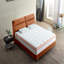 Matelas double 10 po, mi-ferme avec mousse à mémoire de forme et ressorts ensachés, relief, isolement de mouvement, fibre de verre, taille douce et confortable, confortable, blanc et orange