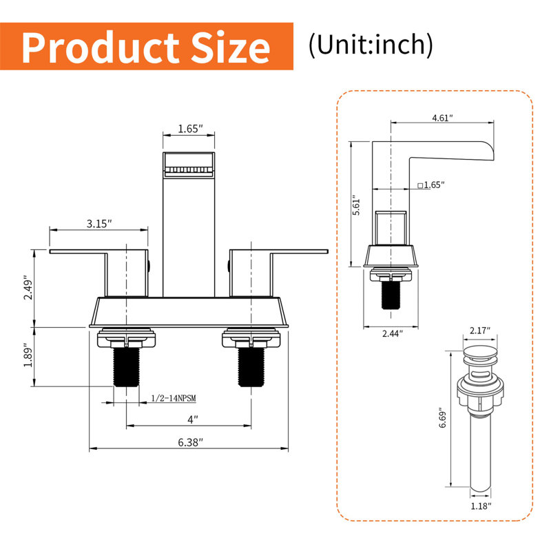 4 Inch Centerset Bathroom Faucet With Drain Assembly 3 Hole Waterfall Bathroom Sink Faucets Stainless Steel Double Handle Bathroom Basin Taps
